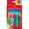 Spalvoti akvareliniai pieštukai Faber-Castell Grip Jumbo, tribriauniai, 12 spalvų