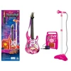 Lean Toys Elektrinė gitara su mikrofonu ir stiprintuvu – muzikiniam kūrybiškumui ir žaidimams.