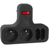 Maclean srovės lizdas, keturvietis su jungikliu, stabilizavimo kojelė, E tipas, 2x2,5A, 2x16A, MCE224 E/B