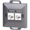 Gniazdo Antracito spalvos dviguba RJ45 Cat5 jungtis Pearl