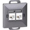 Gniazdo Antracito spalvos dviguba RJ45 Cat5 jungtis Pearl