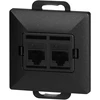 Gniazdo Dviguba RJ45 Cat5 Jungtis Pearl, Juoda