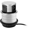 Orno Lizdas Baldinis lizdas Ø10cm, ištraukiamas iš stalviršio, su USB įkrovikliu ir 1,5m laidu, 3x2P+Z (prancūziškas), 2xUSB (A+C tipo; maks. 3A), sidabrinis