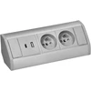 Orno Lizdas Baldinis lizdas 2x2P+Z, 2xUSB (A+C tipo; 2.4A), pilkai sidabrinis