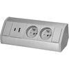 Orno Lizdas Baldinis lizdas 2x2P+Z, 2xUSB (A+C tipo; 2.4A), pilkai sidabrinis