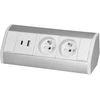 Orno Lizdas Baldinis lizdas 2x2P+Z, 2xUSB (A+C tipo; 2.4A), baltas-sidabrinis