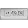 Orno Lizdas Baldinis lizdas 2x2P+Z, 2xUSB (A+C tipo; 2.4A), pilkai sidabrinis