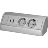 Orno Lizdas Baldinis lizdas 2x2P+Z (Schuko), 2xUSB (A+C tipo; 2.4A), pilkai sidabrinis