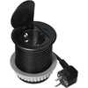 Orno Lizdas Baldinis lizdas Ø6cm, įleidžiamas į stalviršį, su dangteliu, USB įkrovikliu ir 1,9m laidu, 1x2P+Z (Schuko), 1xUSB (C tipo; 20W), juodas
