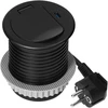 Orno Lizdas Baldinis lizdas Ø6cm, įleidžiamas į stalviršį, su dangteliu, USB įkrovikliu ir 1,9m laidu, 1x2P+Z (Schuko), 1xUSB (C tipo; 20W), juodas