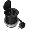 Orno Lizdas Baldinis lizdas Ø6cm, įleidžiamas į stalviršį, su dangteliu, USB įkrovikliu ir 1,9m laidu, 1x2P+Z (prancūziškas), 1xUSB (C tipo; 20W), juodas