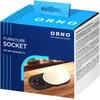 Orno Lizdas Baldinis lizdas Ø6cm, įleidžiamas į stalviršį su stumdomu dangteliu, USB įkrovikliu ir 1,9m laidu, 1x2P+Z (Schuko), 2xUSB (A+C tipo; PD20W), sidabrinis