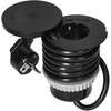 Orno Lizdas Baldinis lizdas Ø6cm su besisukančiu dangteliu, indukciniu įkrovikliu, USB įkrovikliu ir 1,5m laidu, 1x2P+Z (Schuko), Qi 1.2.4 maks. 10W, 2xUSB (A ir C tipo, 2,4A), juodas