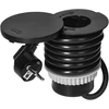 Orno Lizdas Baldinis lizdas Ø6cm su besisukančiu dangteliu, indukciniu įkrovikliu, USB įkrovikliu ir 1,5m laidu, 1x2P+Z (Schuko), Qi 1.2.4 maks. 10W, 2xUSB (A ir C tipo, 2,4A), juodas