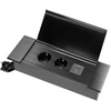 Gniazdo Lizdas Baldinis lizdas, įleidžiamas į stalviršį, su plokščiu frezuotu kraštu, atlenkiamu dangteliu, USB įkrovikliu ir 1,5 m laidu, 2x2P+Z (Schuko), 2xUSB (A+C tipo; 3,6A), juodas
