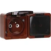 Gniazdo Lizdas Dvigubas 2P+Z lizdas, atsparus purslams, su dūmų sklende, IP44, SMART, rudas