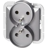 Gniazdo Lizdas Dvigubas kištukinis lizdas 2x2P Pearl, 16A, 250V, PT-5PR, sidabrinis