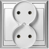 Gniazdo Lizdas Dvigubas kištukinis lizdas 2x2P Luna, 16A, 250V, PT-5LR, sidabrinis