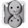 Gniazdo Lizdas Dvigubas kištukinis lizdas 2x2P Pearl, 16A, 250V, PT-5PR, sidabrinis