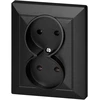 Gniazdo Lizdas Dvigubas kištukinis lizdas 2x2P Pearl, 16A, 250V, PT-5 P, juodas