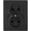 Gniazdo Lizdas Dvigubas kištukinis lizdas 2x2P Malta, 16A, 250V, PT-5M, matinės juodos spalvos