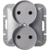 Gniazdo Lizdas Dvigubas kištukinis lizdas 2x2P Pearl, 16A, 250V, PT-5PR, antracito spalvos
