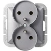 Gniazdo Lizdas Dvigubas kištukinis lizdas 2x2P Pearl, 16A, 250V, PT-5PR, sidabrinis