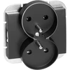 Gniazdo Lizdas Dvigubas kištukinis lizdas 2x2P+Z Onyx, 16A, 250V, PT-6OR, juodas