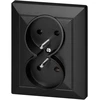 Gniazdo Lizdas Dvigubas kištukinis lizdas 2x2P+Z Pearl, 16A, 250V, PT-6 P, juodas
