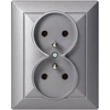 Gniazdo Lizdas Dvigubas kištukinis lizdas 2x2P+Z Pearl, 16A, 250V, PT-6 P, antracito spalvos