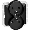 Gniazdo Lizdas Dvigubas kištukinis lizdas 2x2P+Z Pearl, 16A, 250V, PT-6 PR, juodas