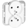 Gniazdo Lizdas Dvigubas kištukinis lizdas 2x2P+Z Pearl, 16A, 250V, PT-6 PR, baltas