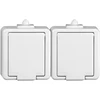 Gniazdo Lizdas Dvigubas lizdas 2x 2P+Z SCHUKO, atsparus vandens purslams, su dangteliu gaminio spalvos, IP44, SMART, baltas