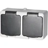Orno Lizdas Dvigubas lizdas 2X2P+Z AQUATIC MINI IP 54, baltas ir juodas