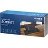 Orno Lizdas Į stalviršį įleidžiamas baldų lizdas su plokščiu frezuotu kraštu, atlenkiamu dangteliu, USB įkrovikliu ir 1,5 m laidu, 2x2P+Z (prancūziškas), 2xUSB (A+C tipo; 3,6A), juodas