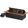 Orno Lizdas Į stalviršį įleidžiamas baldų lizdas su plokščiu frezuotu kraštu, USB įkrovikliu ir 1,5 m laidu, 2x2P+Z (Schuko), 2xUSB (A+C tipo; 3,6A), aukso spalvos