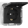 Gniazdo Lizdas Lizdas su 2P+Z apsauga nuo vandens purslų, su atvartu, Pearl, 16A, 250V, PT-17PH, juodas