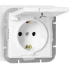 Gniazdo Lizdas Lizdas su 2P+Z apsauga nuo vandens purslų, su atvartu, Pearl, 16A, 250V, PT-17PH, baltas