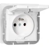 Gniazdo Lizdas Lizdas su 2P+Z apsauga nuo vandens purslų su atvartu, Pearl, 16A, 250V, PT-16PH, baltas