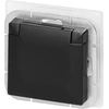 Gniazdo Lizdas Lizdas su 2P+Z apsauga nuo vandens purslų su atvartu, Pearl, 16A, 250V, PT-16PH, juodas