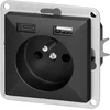 Gniazdo Lizdas Lizdas su USB įkrovikliu, 2P+E, Pearl, 16A, 250V, PT-16P/USB, juodas