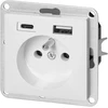 Gniazdo Lizdas Lizdas su USB įkrovikliu, 2P+E, Pearl, 16A, 250V, PT-16P/USB, baltas