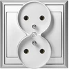 Gniazdo Lizdas Luna dvigubas kištukinis lizdas 2x2P+Z, 16A, 250V, PT-6LR, sidabrinis