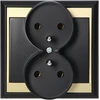 Gniazdo Lizdas Luna dvigubas kištukinis lizdas 2x2P+Z, 16A, 250V, PT-6LR, juodas/auksinis