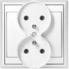 Gniazdo Lizdas Luna dvigubas kištukinis lizdas 2x2P+Z, 16A, 250V, PT-6LR, baltas