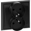 Gniazdo Lizdas Luna dvigubas kištukinis lizdas 2x2P+Z, 16A, 250V, PT-6LR, juodas