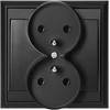 Gniazdo Lizdas Luna dvigubas kištukinis lizdas 2x2P+Z, 16A, 250V, PT-6LR, juodas