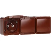 Gniazdo Lizdas Trigubas lizdas 3x 2P+Z atsparus vandeniui su atvartu, IP44, SMART, rudas