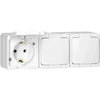Gniazdo Lizdas Trigubas lizdas 3x 2P+Z SCHUKO atsparus vandeniui su atvartu, IP44, SMART, baltas
