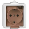 Gniazdo Lizdas Vienas lizdas 2P+Z SCHUKO atsparus purslams su dūmų sklende IP44, SMART, baltas